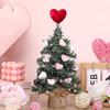 Red Heart Shaped Valentine's Day Tree Topper Romantic 3D Love Heart Ornament with Spiral Base for Wedding Party Holiday Tree Decoration