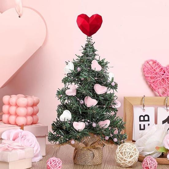 Red Heart Shaped Valentine's Day Tree Topper Romantic 3D Love Heart Ornament with Spiral Base for Wedding Party Holiday Tree Decoration
