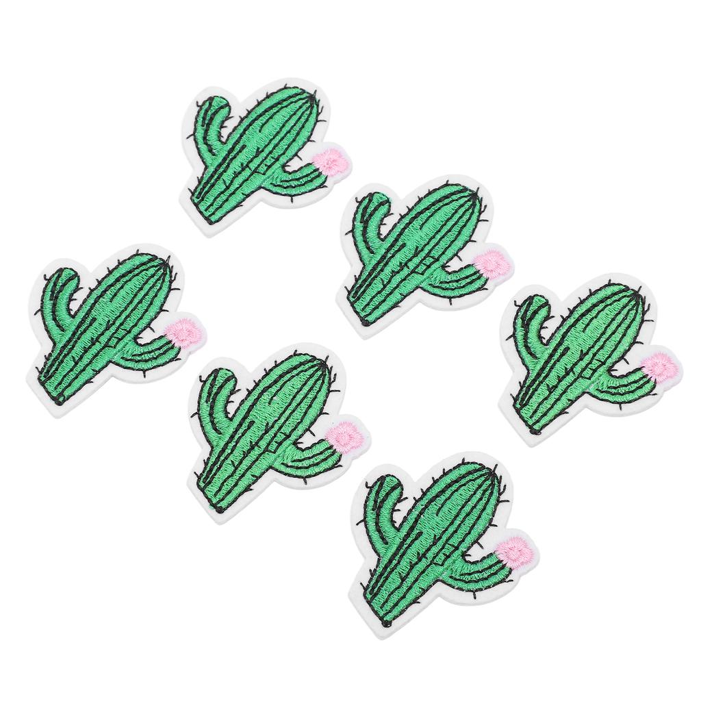 6Pcs Embroidered Patches Cactus Shape Cute Beautiful Covering Breakages Stains Iron On Patches for