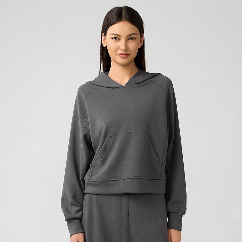 Spring and Autumn Yoga Clothes Cover Up Women Loose Short Pullover Casual Hood Air Layer Hoodie Outerwear Running Top
