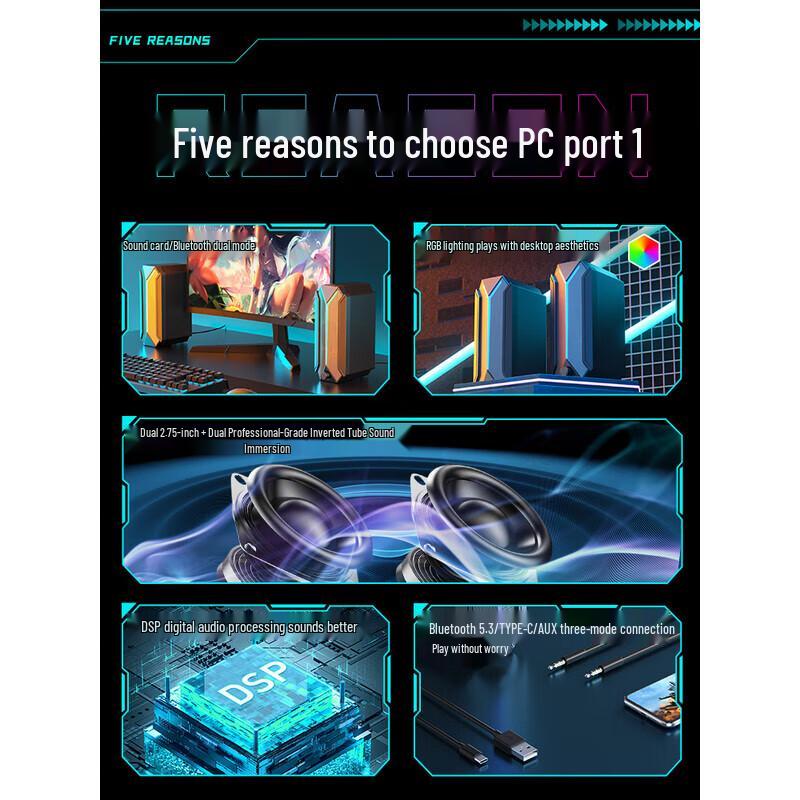 Hanhong PC01 RGB Gaming Desktop Speakers