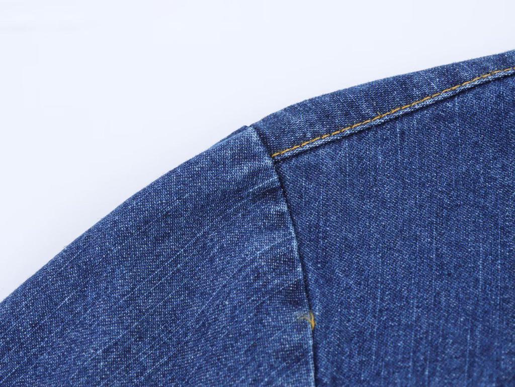 Spring 2025 Women's Denim Set: Turn-Down Collar Shirt & Belted Wide-Leg Jeans