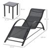 Set of 2 Sun Loungers Contemporary Design Lounge Chairs Coffee Table Tempered Glass Top Epoxy Metal Textilene Black