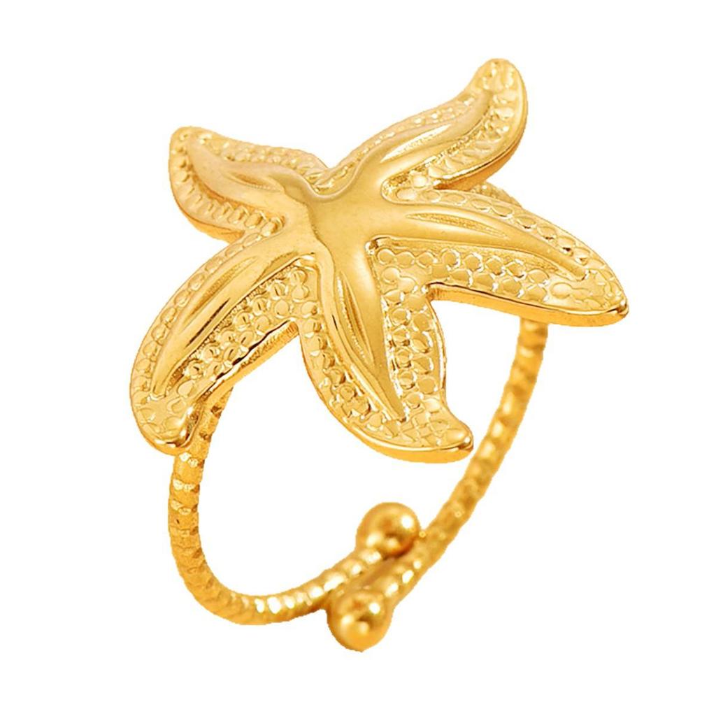 Ocean Starfish Resort Style Ring - Cute Fashionable Stainless Steel Jewelry for Women
