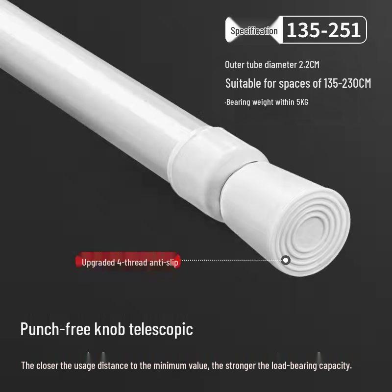 Adjustable Telescopic Rod for Shower, Curtains, Wardrobe, Balcony, or Kitchen Shelves