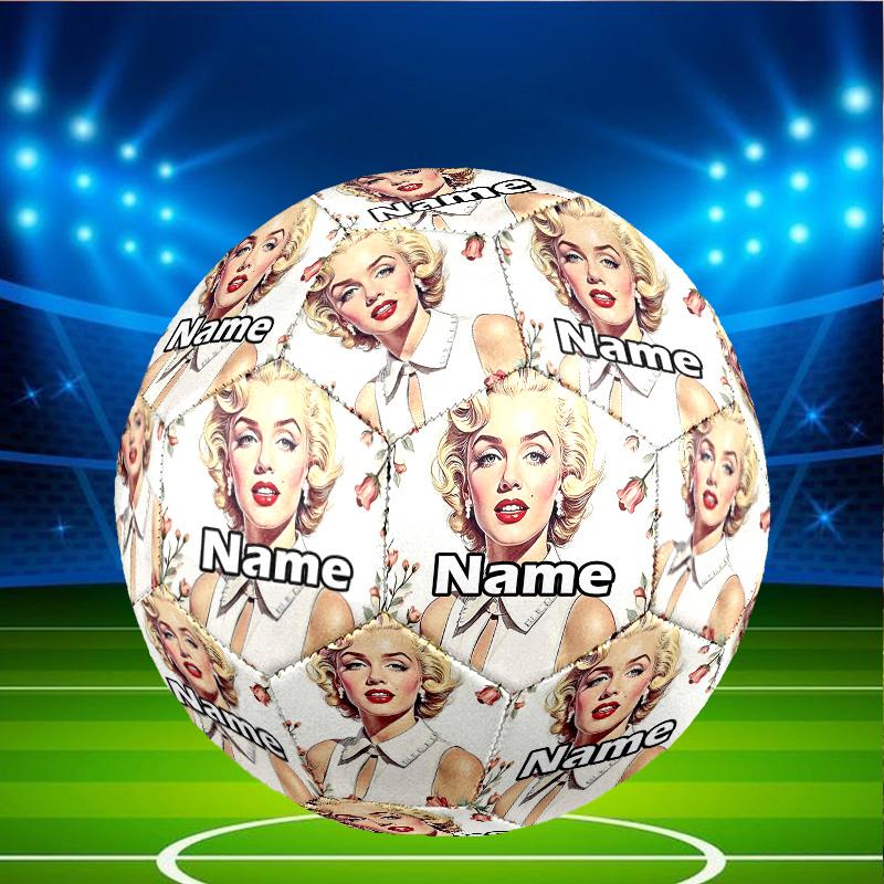 Custom Name Personalized Marilyn Monroe Print Size 5 Soccer Ball Training & Match Football, for Team, Kicking, Gift for Football