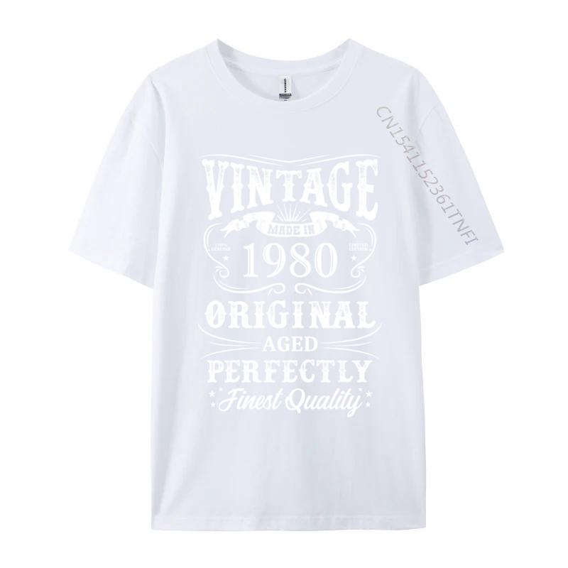 Men's T-Shirt 1980 Original Birth Year Vintage Made In 1980 T-shirts Fitness Tight Tees New Arrival Print Slim Fit Tops Shirt