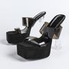 MCLUBGIRL  Summer Wear Crystal Cool Slippers Thick-soled Waterproof Table Transparent Word With High-heeled Sandals LFD-3640-5