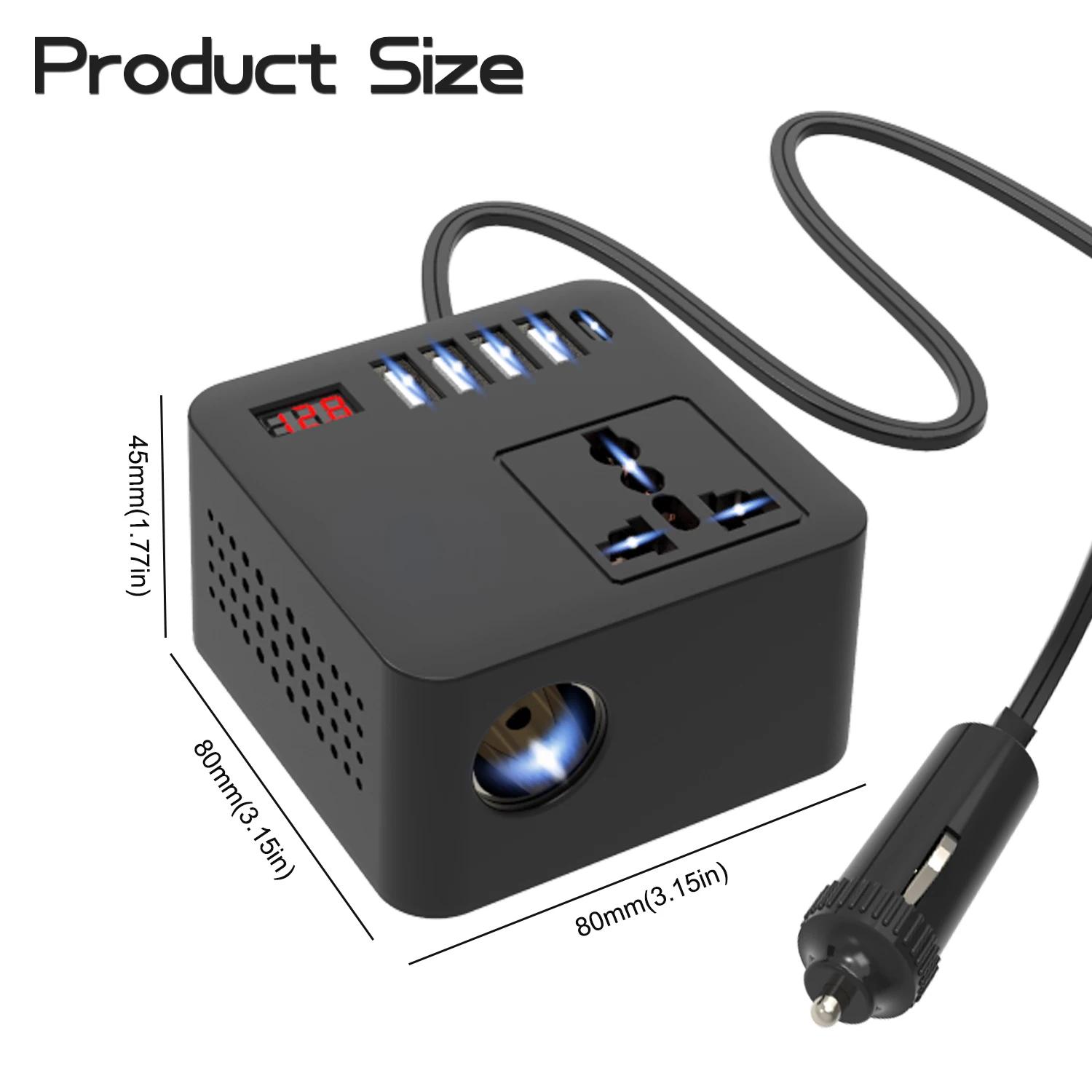 

Автомобильный инвертор 100 Вт DC12V/24V в DC120V/220V, пиковый светодиод со светодиодным дисплеем, адаптер-розетка для автомобильного инвертора, быстрая зарядка чёрный