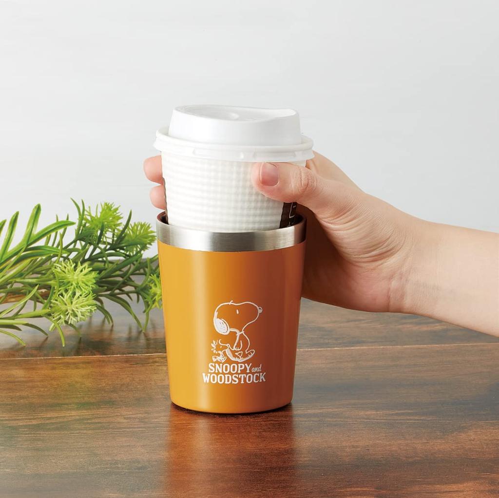 Skater Stainless Steel Vacuum Insulated Perfect for Hot or Cold Convenience Store Snoopy Design STCV1-A Tumbler, 240ml, Coffee, Small,