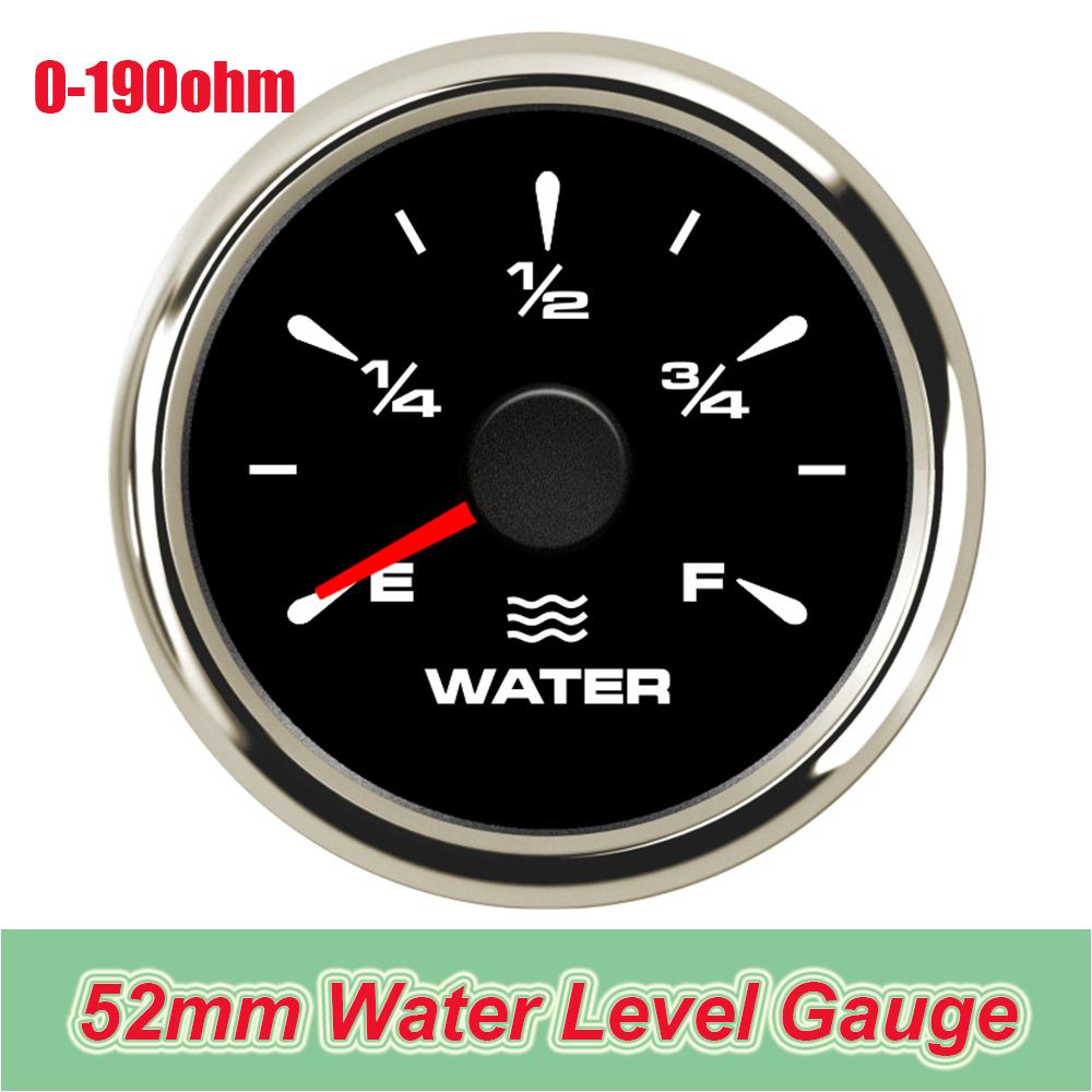 52mm Gauges Fuel Level Meter for Car Boat Yacht Gas Diesel Oil Tank Level Gauge Indicator 7colors LED Backlight Without Sensor