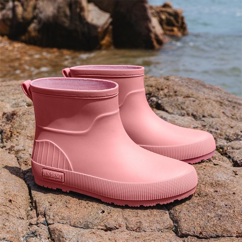 

Женская модная уличная толстая водонепроницаемая и противоскользящая обувь резиновые сапоги с коротким голенищем 41-42 розовый