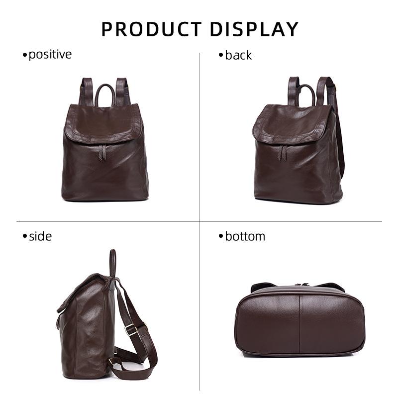 Leather Women'S Bag Large Capacity Backpack Light Leisure Commuter Backpack Cowhide Bag
