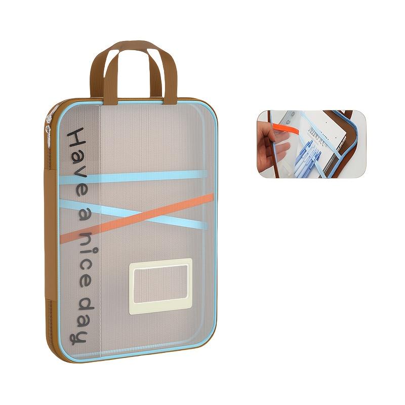 Gradient Mesh A4 File Folder, 4-layer Classified Storage, Portable with Handle, Ideal for Student and Office Use.