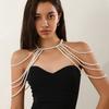 Gold/Silver Chain Imitation Pearls Shoulder Chain Round Bead Bridal Tassel Necklace  Fashion Events