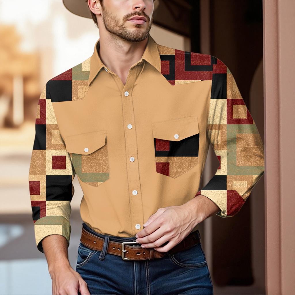 Men'S Fashionable Lapel And Shoulder Length Long Sleeved Casual Top