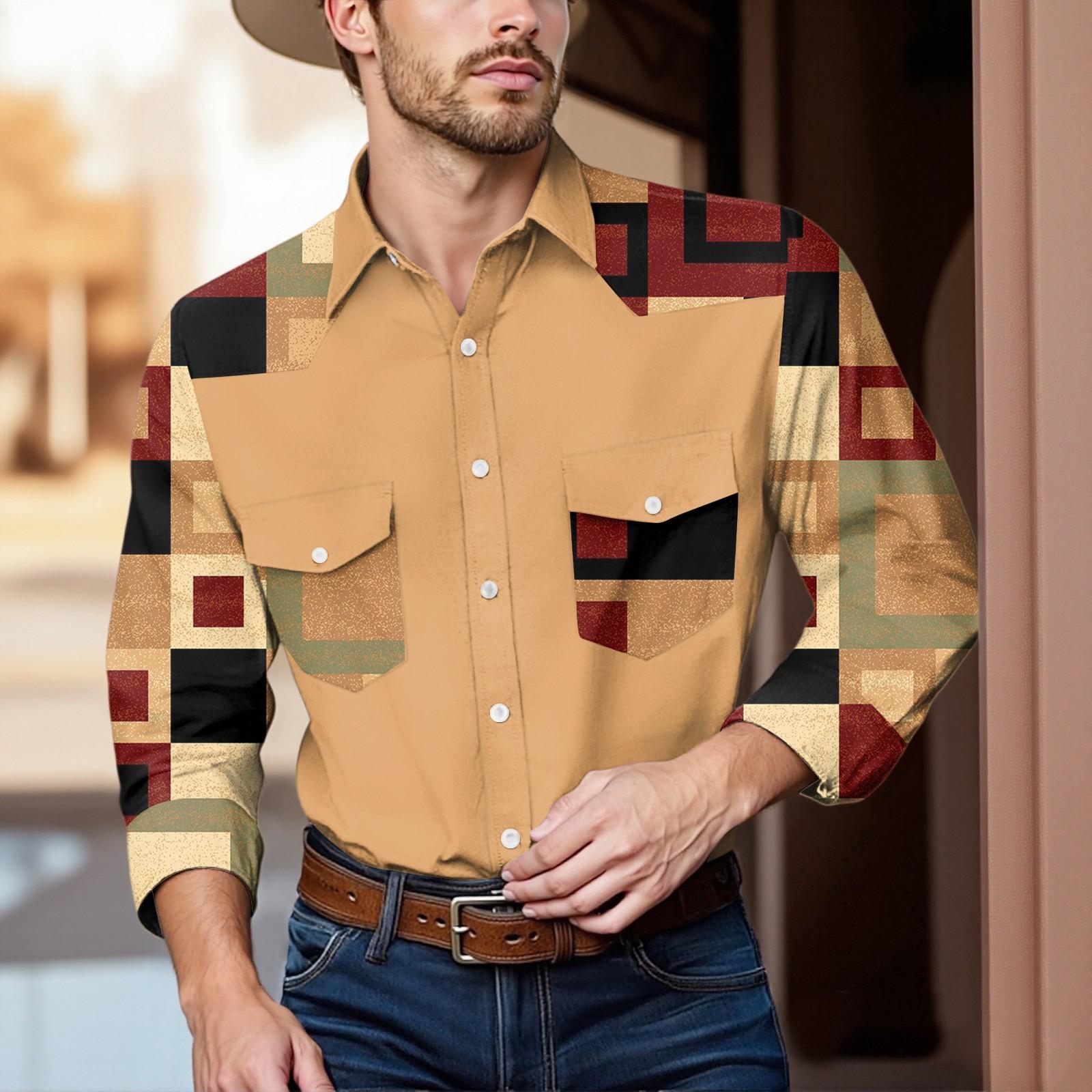 

Мужской модный топ кэжуал с длинными рукавами, лацканами и длиной до плеч XL жёлтый