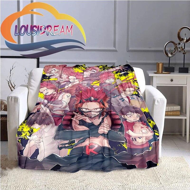 Cartoon My Hero Academia Fleece-teppe, All Over Print, Gaver til ham/hennes mønsterteppe