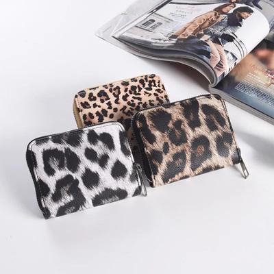 Moda Leopar Baskı küçük cüzdan Kız için Kredi Kartı Tutucu Çanta Güzel PU Kadın Kısa Çantalar Para Para Kulaklık Kılıfı