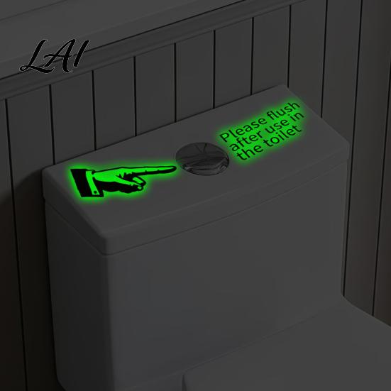 Luminous Bathroom Reminder Decals Glow in The Dark Toilet Sticker Finger And Remind to Flush Home Decor for Public Restrooms Design Waterproof