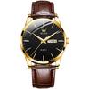 OLEVS Men's Stylish Ultra-Thin Leather Strap Quartz Analog Watch with Date Display