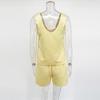 2 Piece Sets Shorts Outfits Women Satin Casual Tracksuits Summer V Neck Tops And Short Sets Sleeveless Drawstring Suits