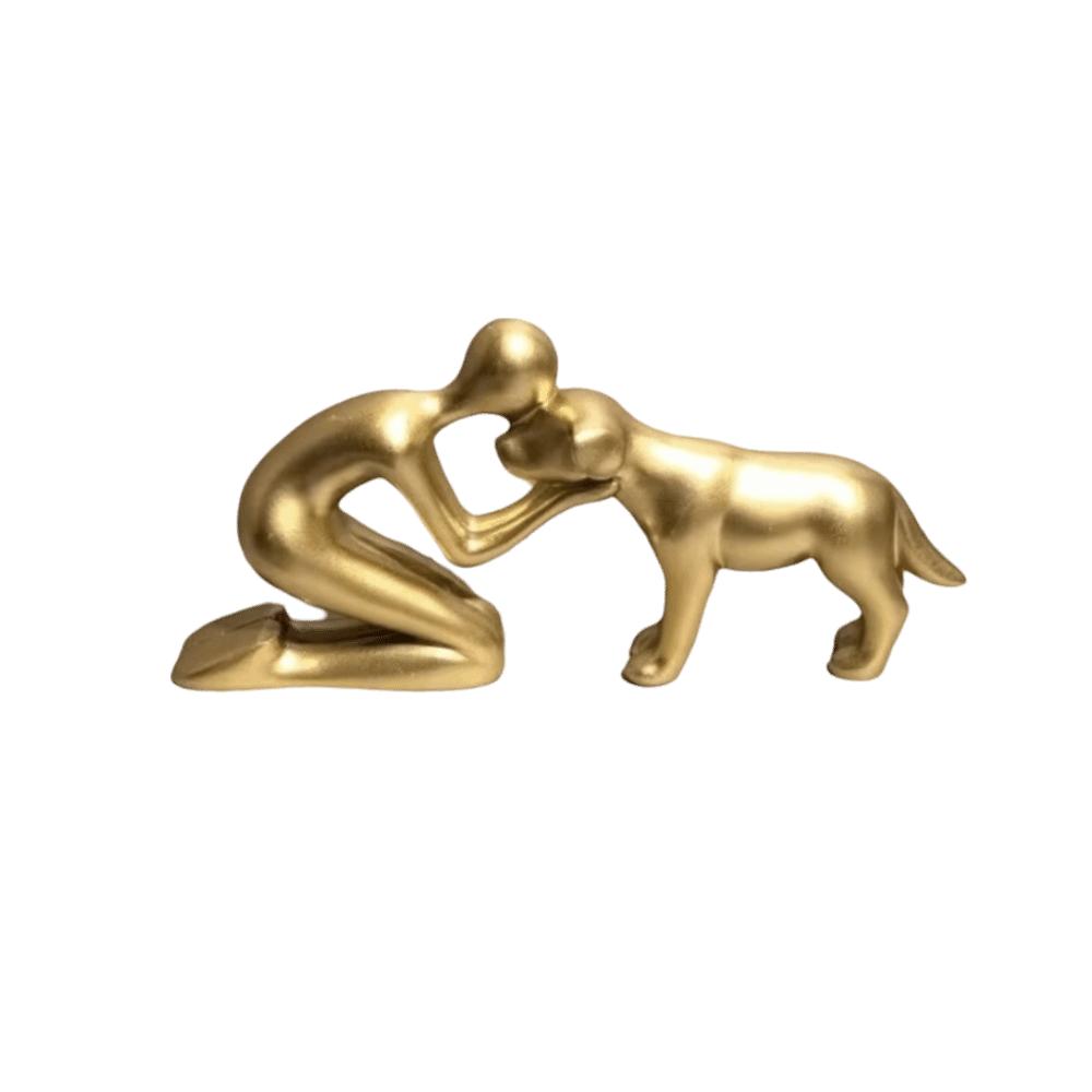 Creative Resin Dog Statue Home Decoration Funny Desktop Ornaments Cute Nordic Style Men and Dog Figurine Dog Owning Family