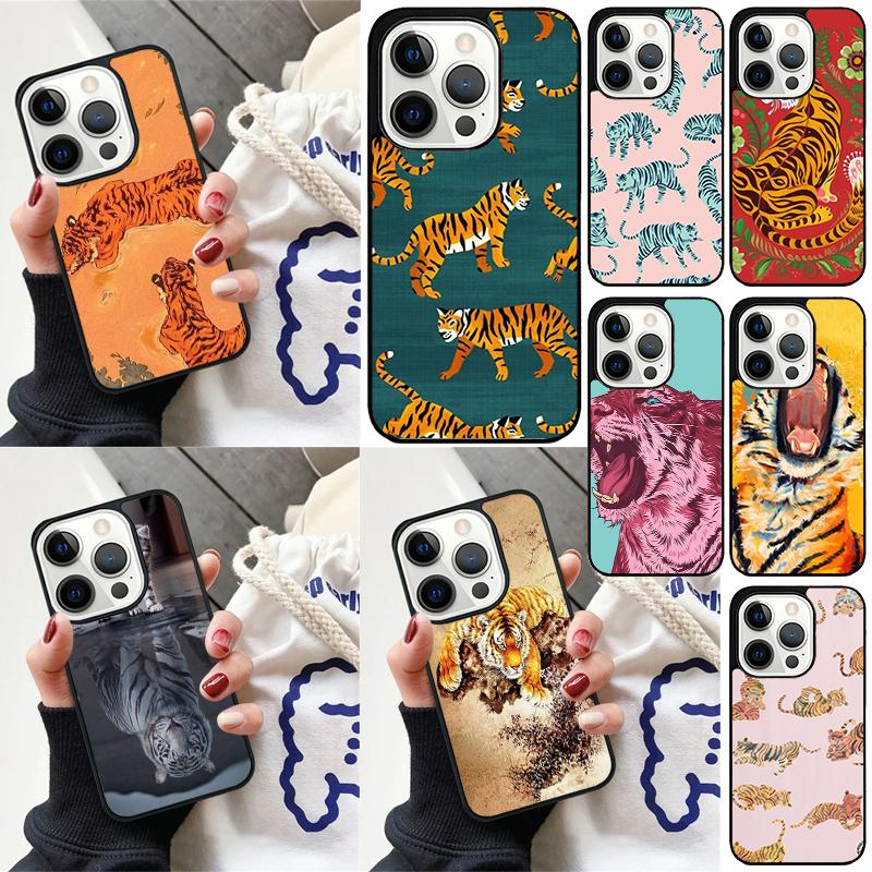 Animal Tiger Art Phone Case For iPhone 17 Air 15 16e 14 13 Pro Max Coque 12 11 Pro Max PLUS Cover