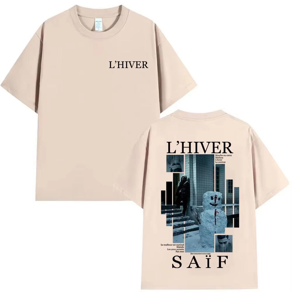 Rapper LHIVER Saif Album 2026 Graphic T Shirt Mens Gothic Hip Hop Short Sleeve Tshirts Vintage Cotton Tshirt Fans Streetwear