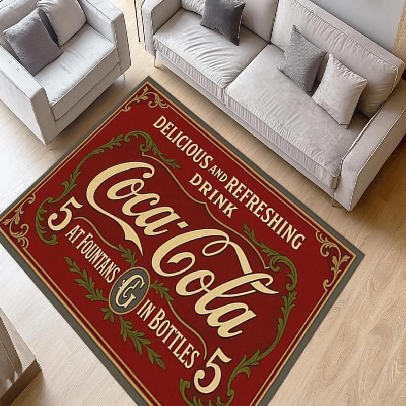 Red Black Splash Coca Cola Logo Non Slip Floor Rug Retro Vintage Drink Brand Washable Indoor Living Room Bedroom Decor Area Carpet