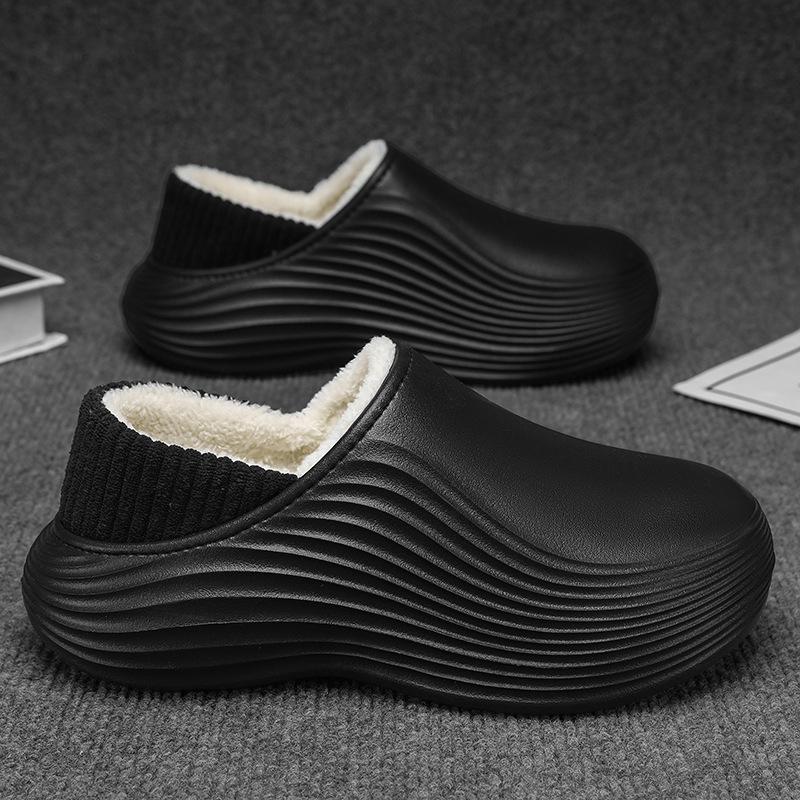 

Мужские зимние хлопковые тапочки с толстой подошвой и нескользящей подошвой 40/41 чёрный