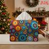 2D Flat 1pc, Tissue Box. Colorful Circle Pattern Napkin Dispenser, Reusable, Daily Desktop Tissue Organizer, Suitable for Kitchen Living Room Bedroom 