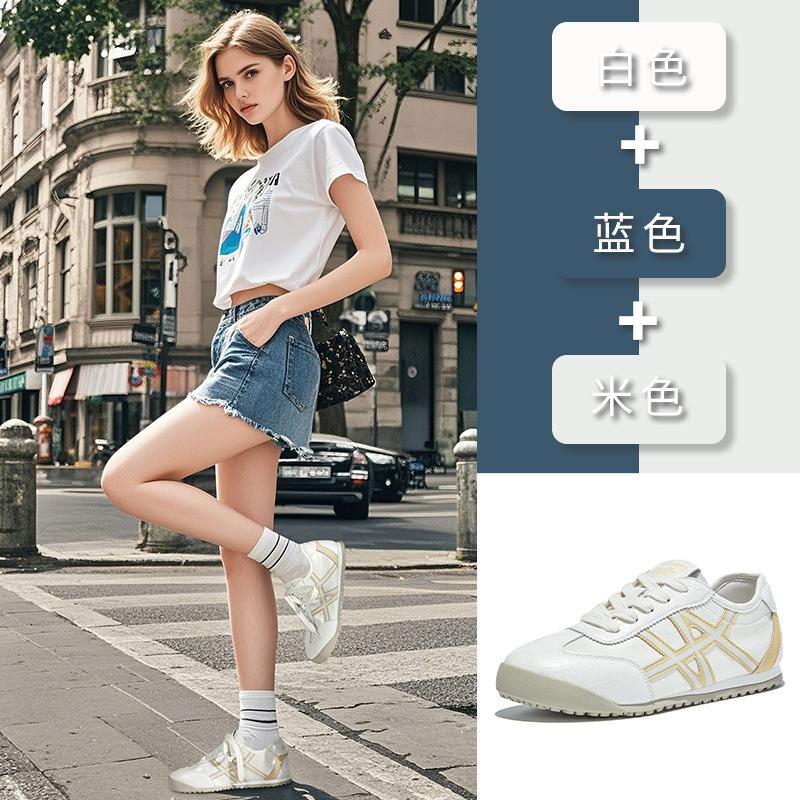 Leather women's autumn new flat-bottomed running sports shoes trendy casual versatile little white shoes women
