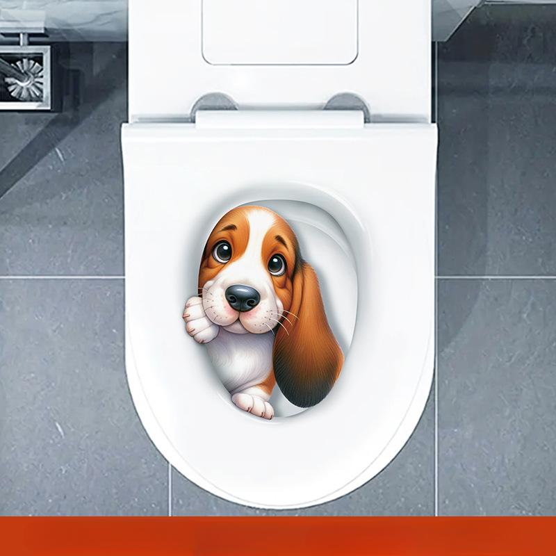 Toilettenaufkleber 3D Katze Lebhafter Wandaufkleber Mode Lieblich Tier PVC Wasserdichte Aufkleber Für Badezimmer Toilette Küche Dekorativ