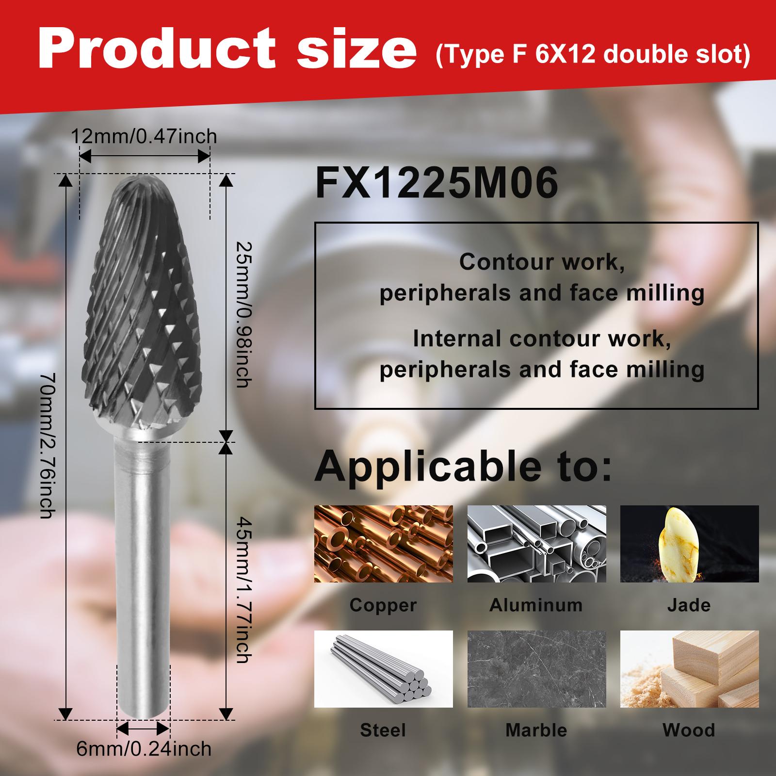 

Набор твердосплавных фрез с хвостовиком 1/4 дюйма, вольфрамовые двухрезцовые фрезы для резьбы по металлу и дереву, шлифовки, полировки, эн Round