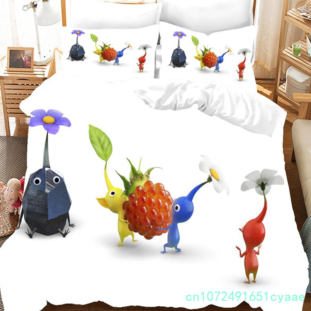 3D Printed Pikmins Game Bedding Set Boys Girls Twin Queen Size Duvet Cover Pillowcase Bed Kids Adult Fashion Home Textileextile