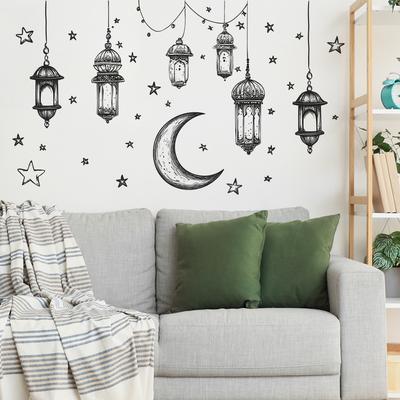 2 Pezzi Semplici Decorazioni da Appendere Stella Luna Camera da Letto Soggiorno Sfondo Casa Abbellimento Adesivi Murali