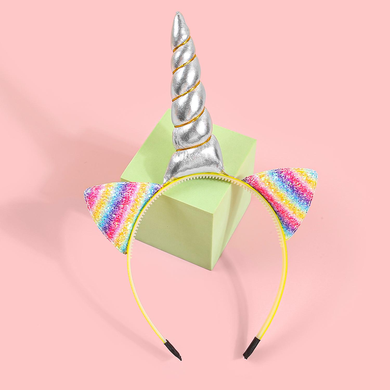 

Блестящие кошачьи ушки, ободки, декор для вечеринки в честь дня рождения, радужный ободок с кошачьими ушками, ободок с единорогом, детские, детские, сувениры для вечеринки, головной убор