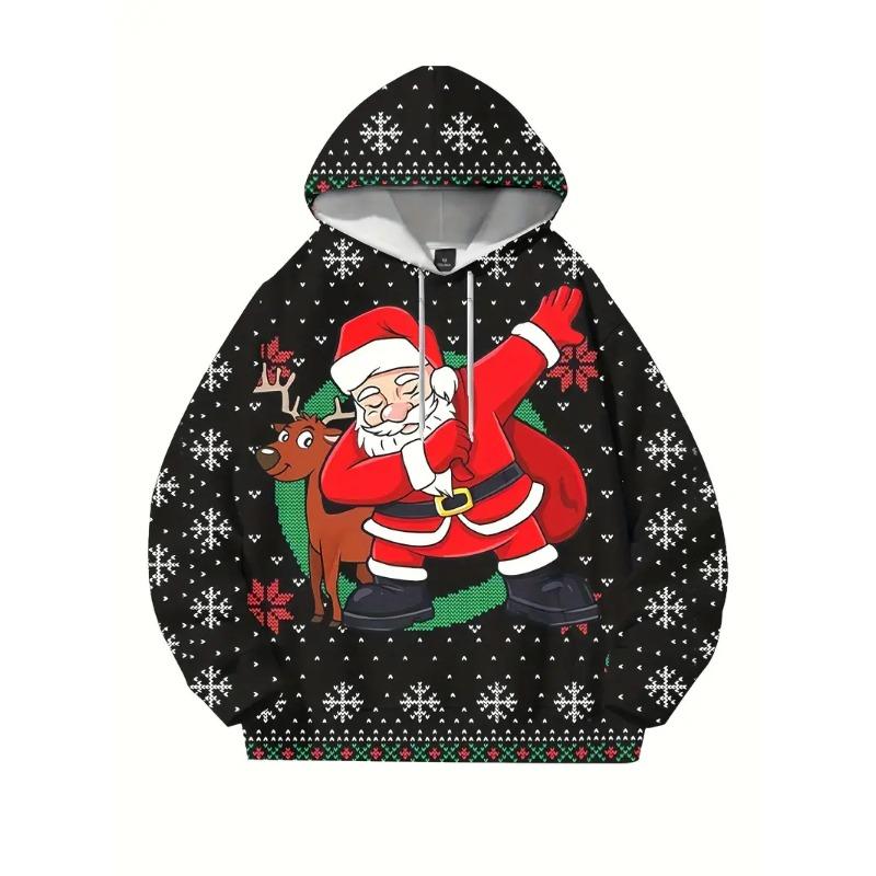 Funny Men's Hoodie Christmas 3D Print Fashion Short sleeve sweatshirt Outdoor Casual male street oversize clothing Everyday Wear