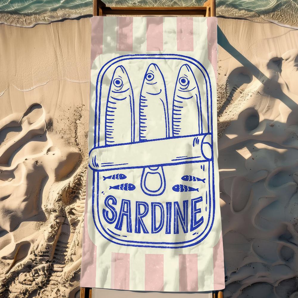 Sardines Nordic Towel Beach Towel Oversized Quick Dry Towel Absorbent Soft Swim BeachTowels for Men Women