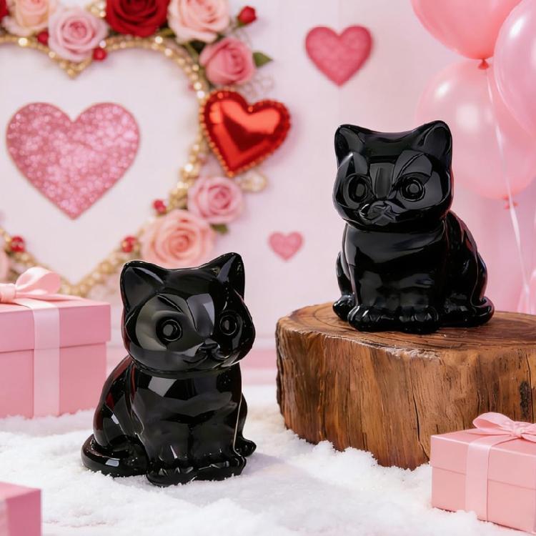 Kristall sitzende Katzen Statue Figuren Kätzchen Skulptur Katzen Dekorationen Schmuckstück für Büro Raum Haus Schreibtisch Dekorationen