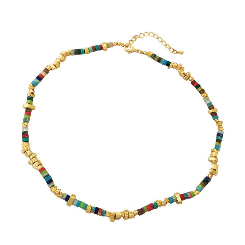 Retro Bohemian Stone Beaded Choker Necklace for Women