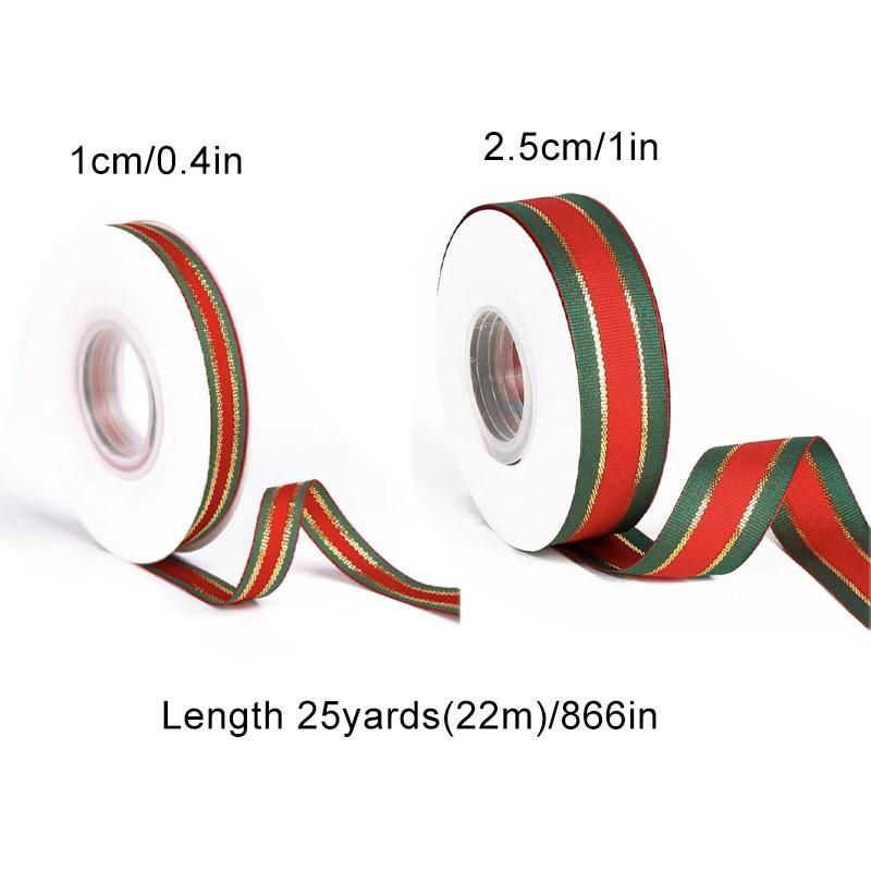 25 Yards/Lot Printed 10/25mm Christmas Ribbon DIY Gift Packing
