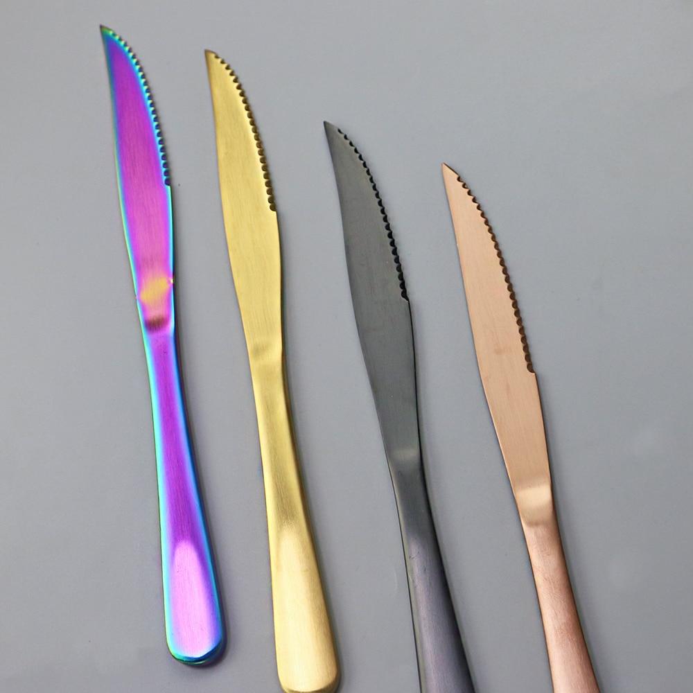 6Pcs Flatware Wenstern Steak Knife Cutlery Set 18/10 Stainless Steel Dinnerware Set Knife Kitchen Dinner Set