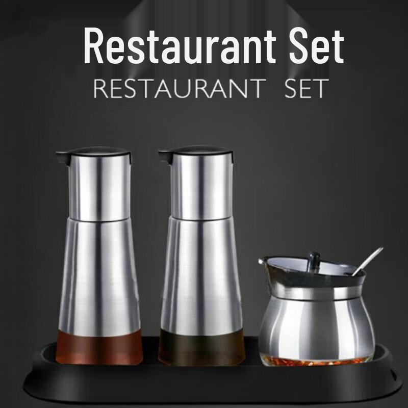 Stainless Steel Seasoning Jar & Tray Set