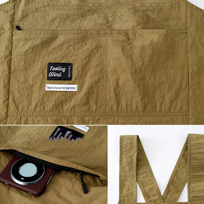 Household Canvas Apron Oil-Proof Can Wipe Hands Kitchen Cookingmen Women Adult With Tool Pockets Fashion Coffee Over Apron