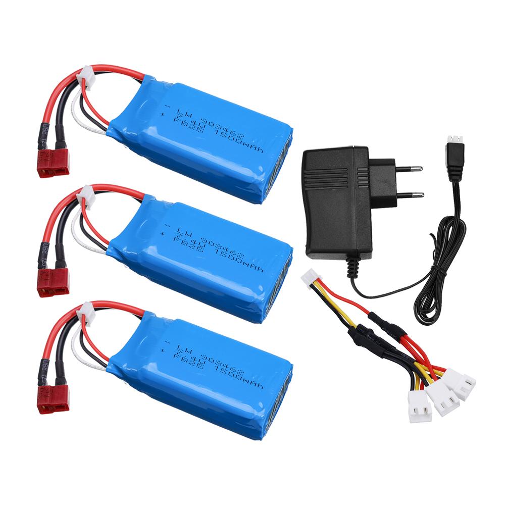 7.4V 1500mAh Lipo battery With Charger For Wltoys 12428 144001 A979-B RC Car battery Spare parts 2S 7.4 V 1500 mah 903462 T plug