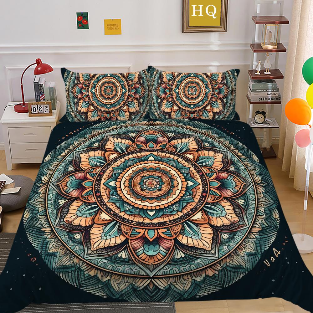 Set de huse de cuvertură cu imprimare 3D Datura Set de pat de dimensiune completă Set de lenjerie de pat din poliester pentru bărbați Textile de casă de lux de lux