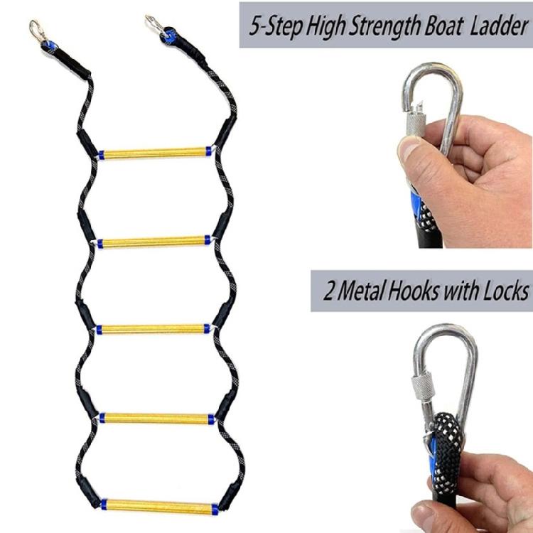 Outdoor 5 Step Boat Rope Ladder for Inflatable Boat, Kayak, Motorboat, Canoeing