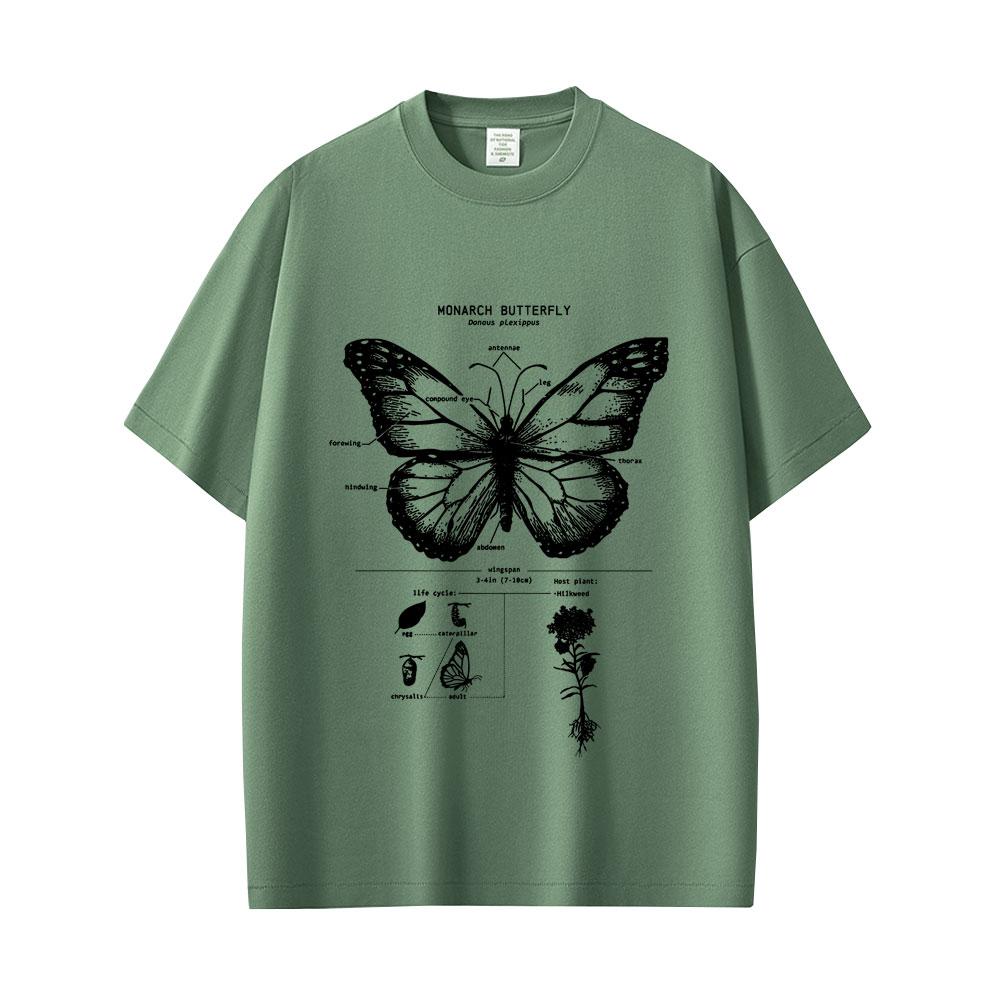 Monarchfalter Anatomie Grafik T-Shirt Herren Damen Lässig Oversized Lustiges T-Shirt Unisex Mode Vintage Kurzarm T-Shirts